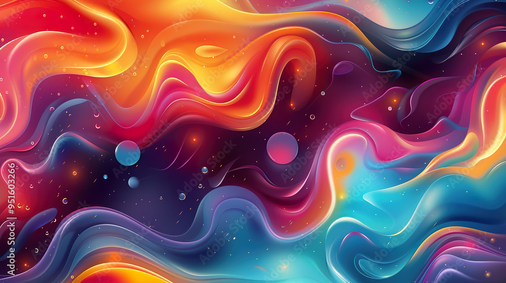 Colorful Abstract Waves with Cosmic Elements. Colorful Abstract Waves with Cosmic Elements.