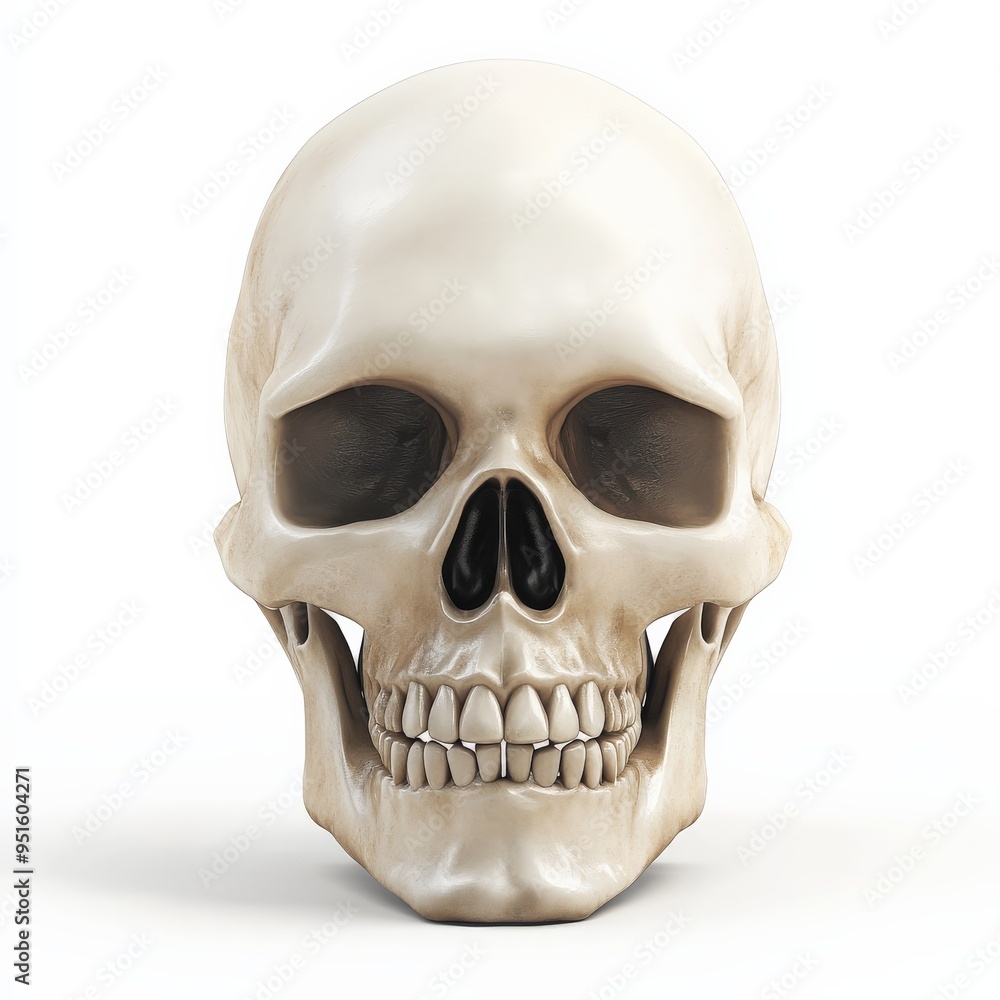 Obraz premium Human Skull Isolated on White Background.