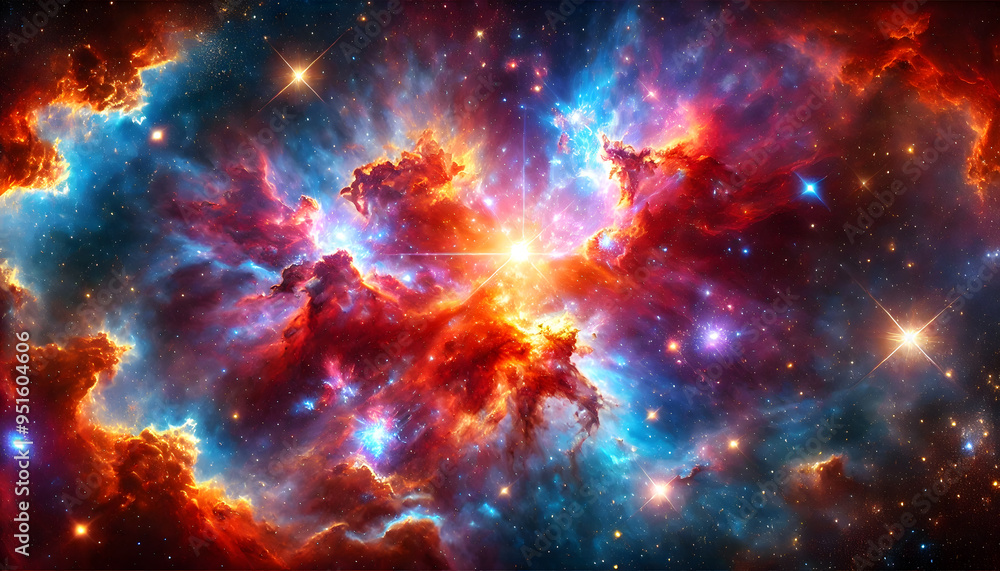 明るく輝く星雲の壮大な宇宙風景
明るく輝く星雲の壮大な宇宙風景