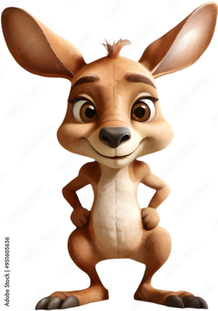 Obraz premium Adorable Cartoon Kangaroo Clipart for Fun Projects and Crafts. 