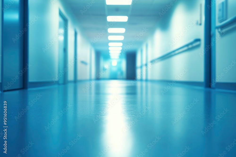Obraz premium Hospital hallway, reception clinic. Unfocused background with generative ai