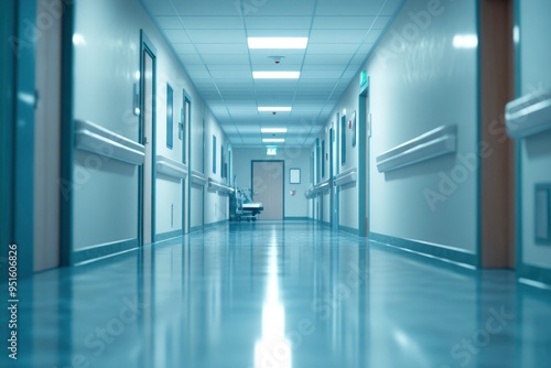 Hospital hallway, reception clinic. Unfocused background with generative ai