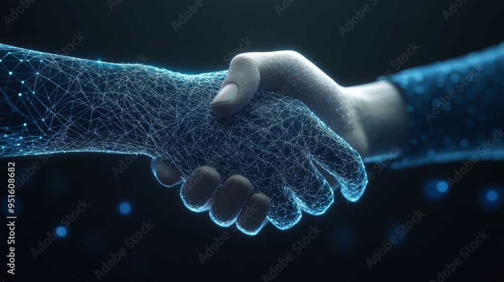 Digital Handshake Futuristic Technology Concept Digital Handshake Futuristic Technology Concept