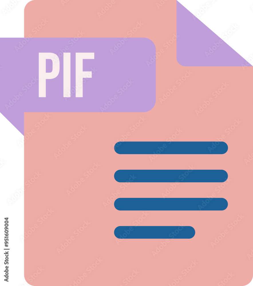 PIF File icon with dark ciolor and folded doc PIF File icon with dark ciolor and folded doc