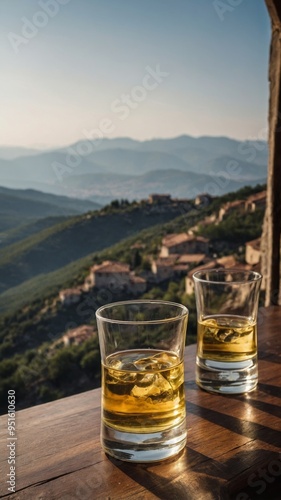 Bulgarian Mastika with Ancient Monastery and Mountain View photo