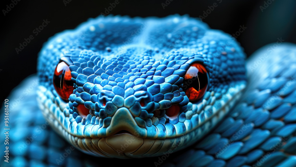Fototapeta premium Macro Photo: Stunning Details of the Blue Viper Snake
