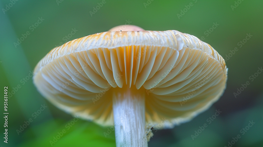 A close-up of a mushroomâs stem and cap, with focus on the smooth texture and subtle color variations. A close-up of a mushroomâs stem and cap, with focus on the smooth texture and subtle color variations.