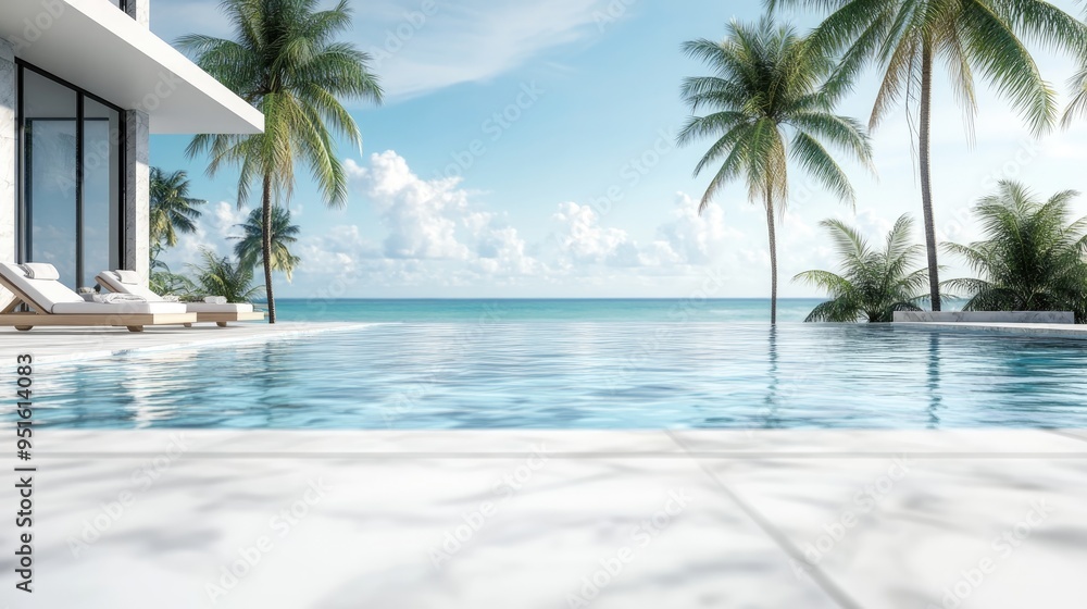 marble tile background with a blurred swimming pool near beach marble tile background with a blurred swimming pool near beach