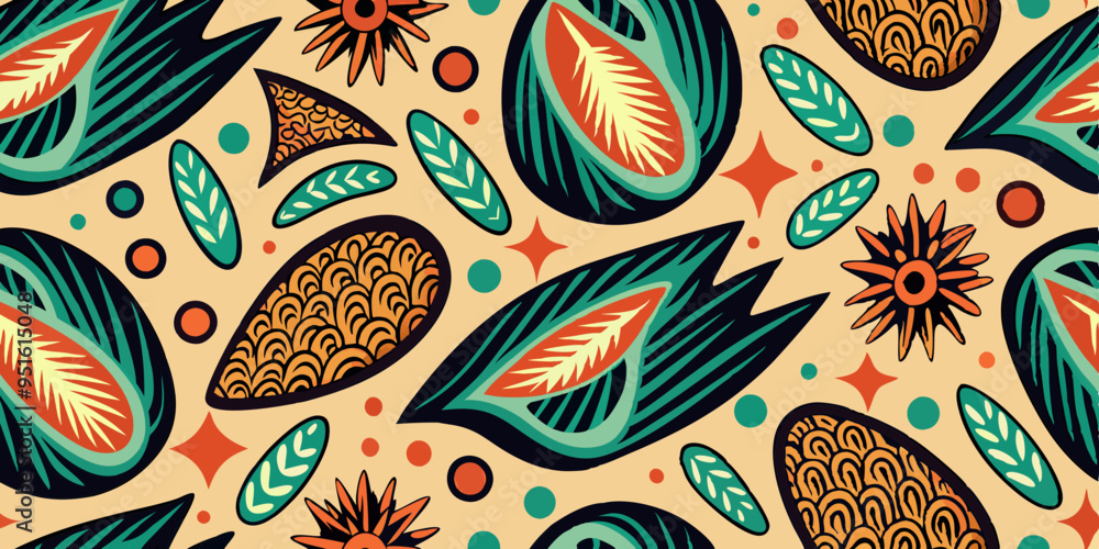 Fototapeta premium groovy abstract shape grains seamless pattern vintage retro style pattern