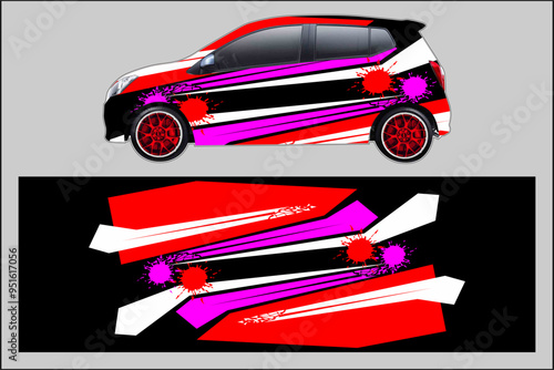 Abstract background racing sport car for wrap decal sticker design and vehicle livery photo