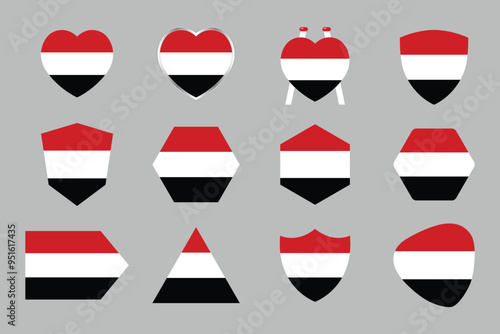 Flag of Yemen Set, original and simple Yemen flag Bundle, vector illustration of Yemen flag Collection
