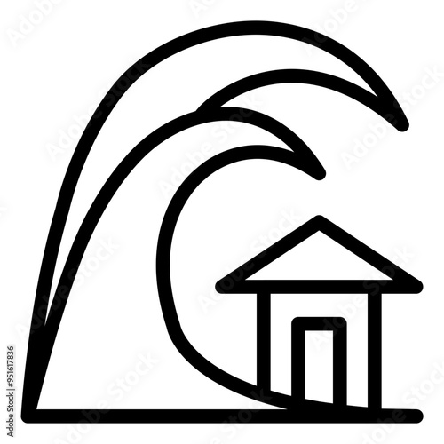 tsunami, wave, high wave, sea, disaster, natural disaster outline, icon
