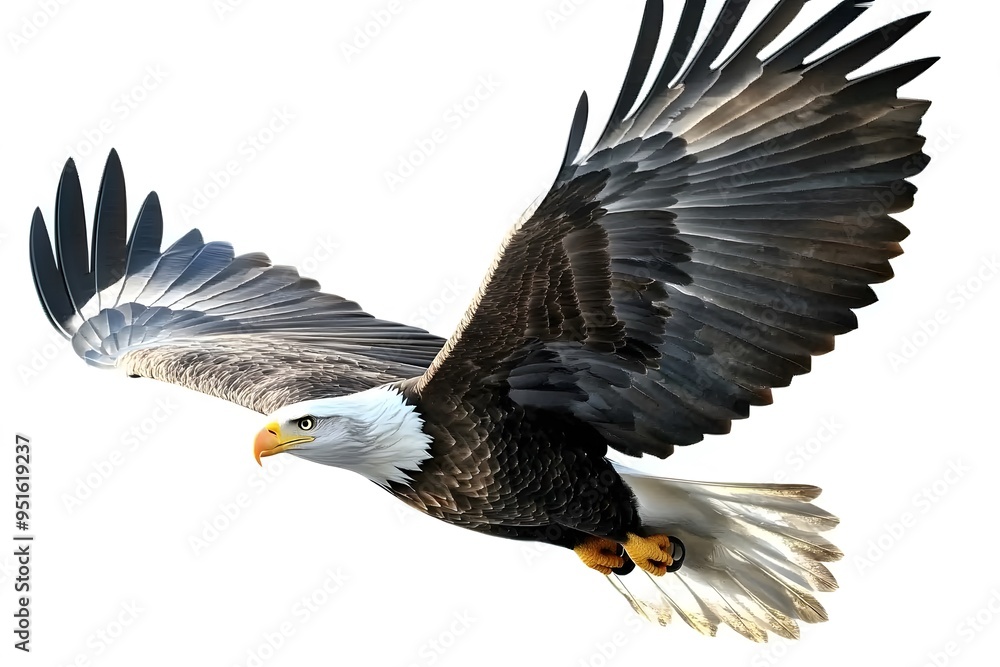 Fototapeta premium bald eagle in flight on a white background