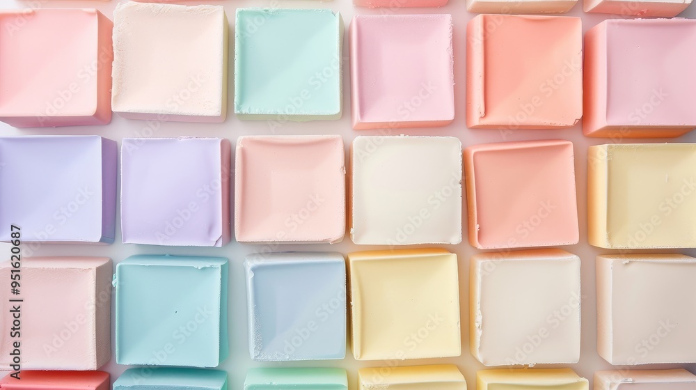 Fototapeta premium Pastel Colored Square Blocks Pattern
