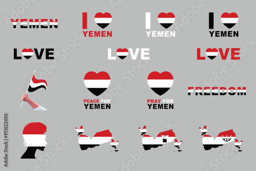 Free Download Flag of Yemen Set, original and simple Yemen flag Bundle, vector illustration of Yemen flag Collection
 - GFXLoad