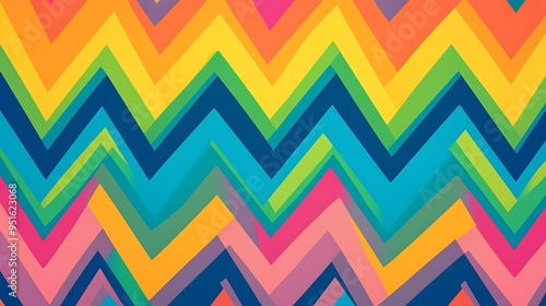 Abstract Zigzag Lines in Vibrant Green, Orange, Pink, Blue, and Yellow | Colorful Geometric Vector Background Design