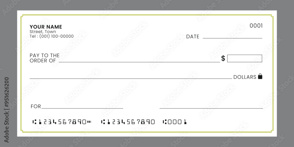 Blank bank check cheque payment. Vector Blank bank check cheque payment. Vector