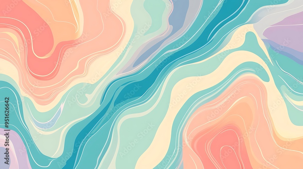 Vibrant Pastel Blush, Turquoise and Violet Groovy Vector Pattern Background with Dynamic Waves Vibrant Pastel Blush, Turquoise and Violet Groovy Vector Pattern Background with Dynamic Waves