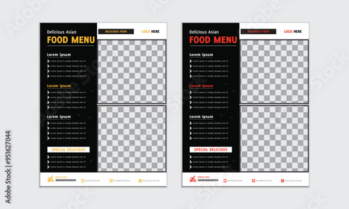 Delicious food Restaurant menu vertical color menu design template vector file 