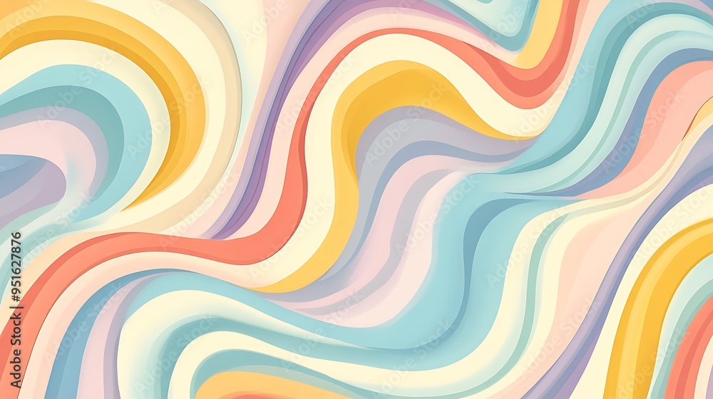Psychedelic Pastel Dreams - Retro Groovy Wavy Pattern with Vibrant Colors and Vintage Aesthetic for Trendy Design Projects