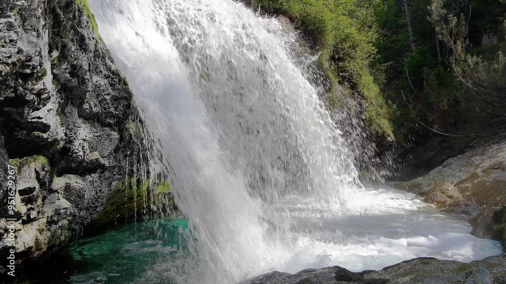 Spectacular Dolomite waterfalls, unknown location