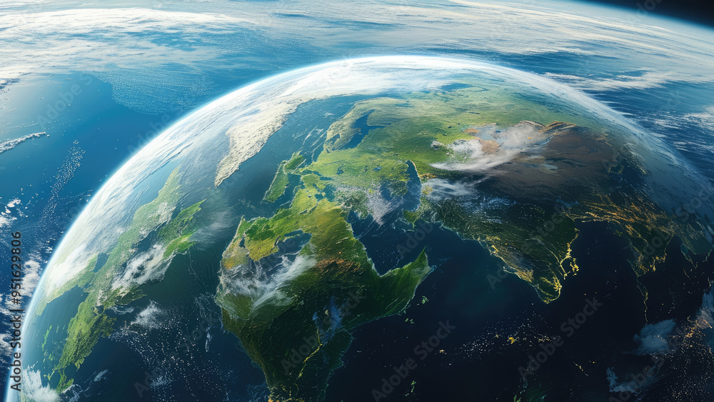 Fototapeta premium Earth-Like Planet and Its Unique Atmosphere