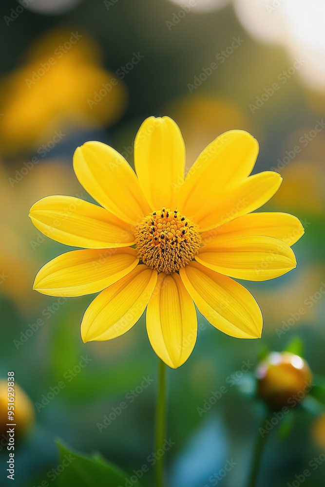 Fototapeta premium Close up yellow cosmos flower in garden