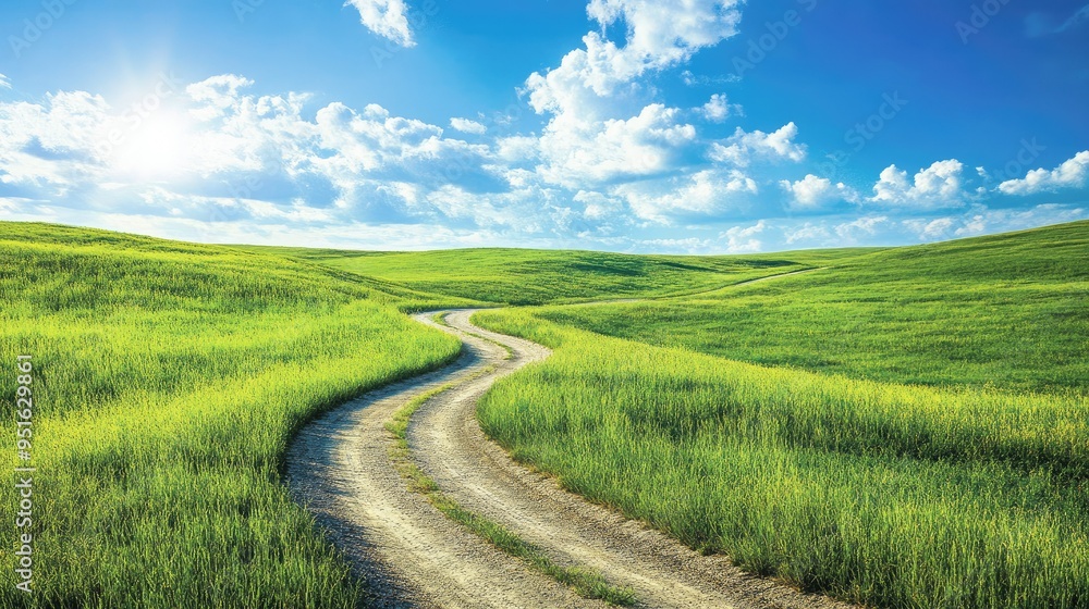 green grass outdoor field landscape with roadway green grass outdoor field landscape with roadway