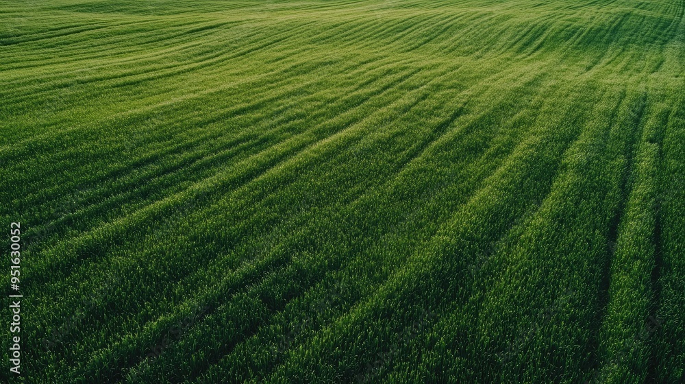 Obraz premium green grass outdoor field landscape with roadway
