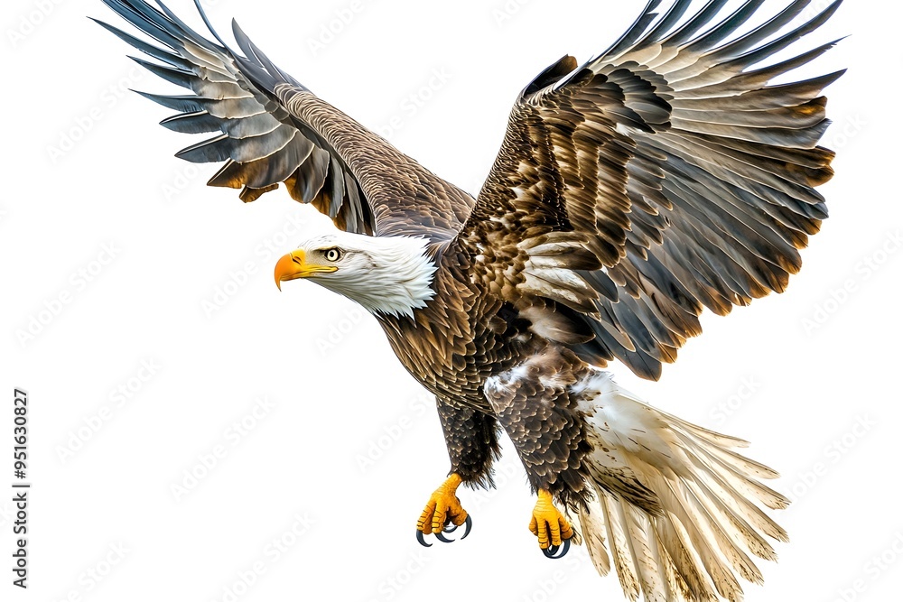 Obraz premium bald eagle in flight on a white background