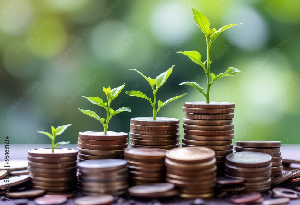 plant growing from coins plant growing from coins