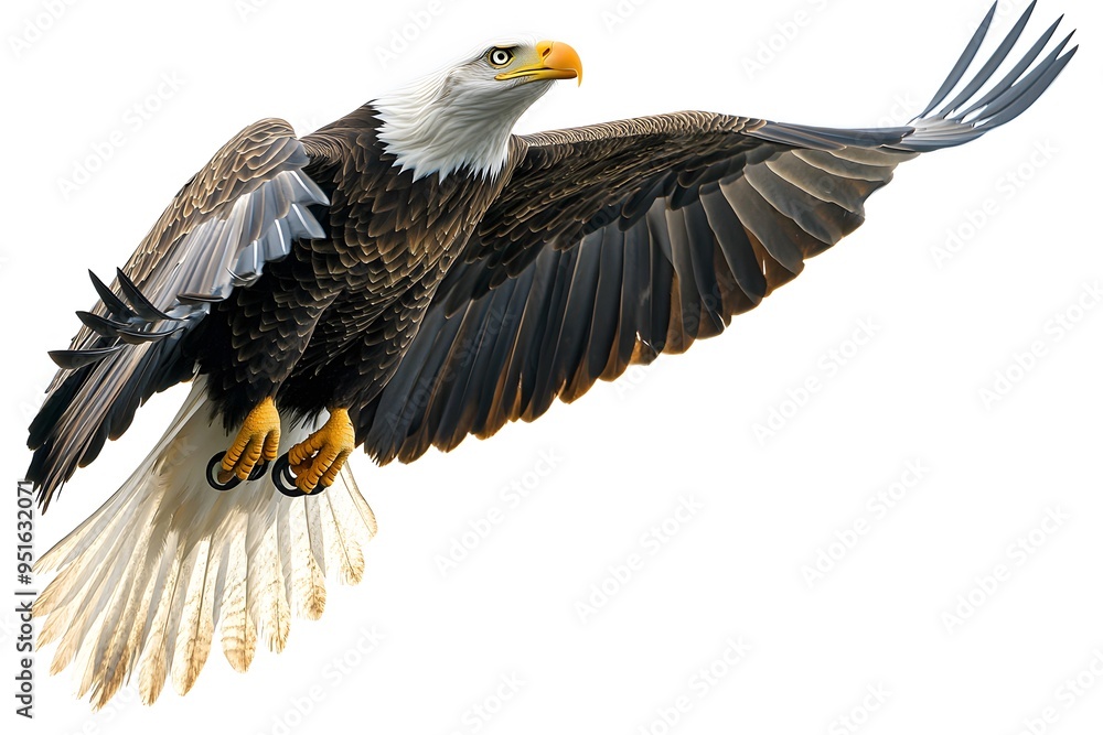Obraz premium bald eagle in flight on a white background