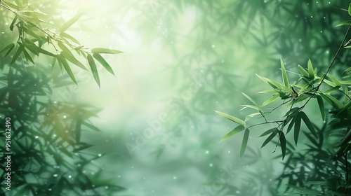 Stunning Beautiful Green Bamboo Forest Background: A Serene and Enchanting Natural Scene. Showcasing the Grace and Tranquility of Bamboo Groves.