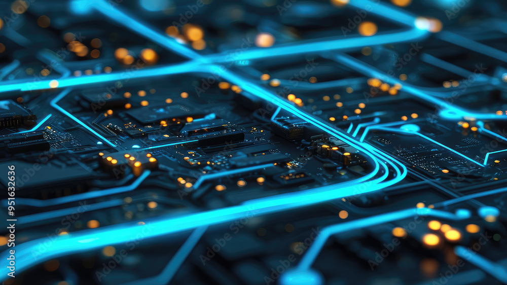 Blue Circuit Background: Modern Technology Design Blue Circuit Background: Modern Technology Design
