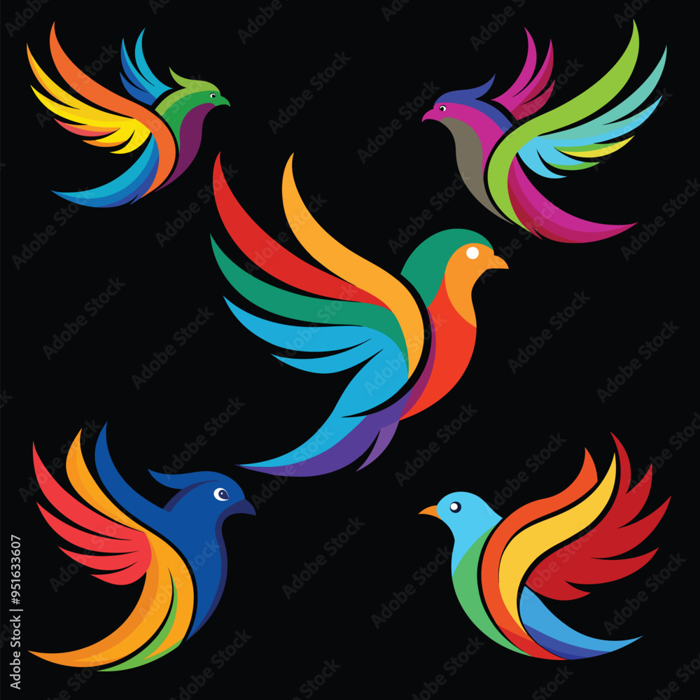 Obraz premium Bird colorful abstract logo vector icon illustration style