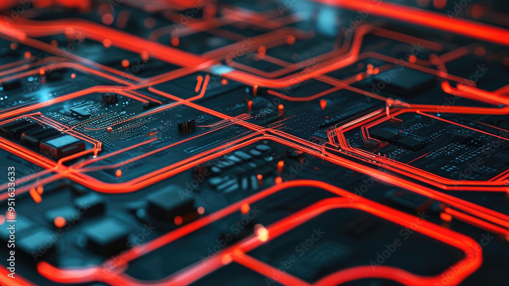 Red Circuit Background: Dynamic Technology Design Red Circuit Background: Dynamic Technology Design