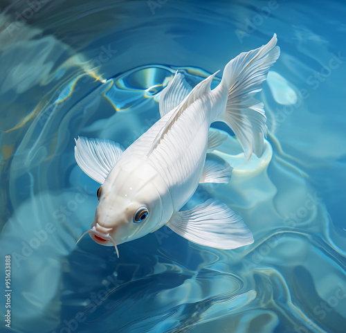 White carp fish in a pond photo