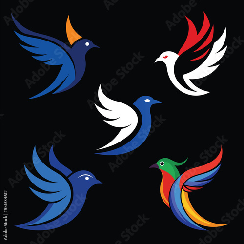 Bird colorful abstract logo vector icon illustration style