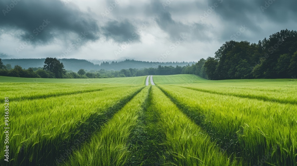 green grass outdoor field landscape with roadway green grass outdoor field landscape with roadway