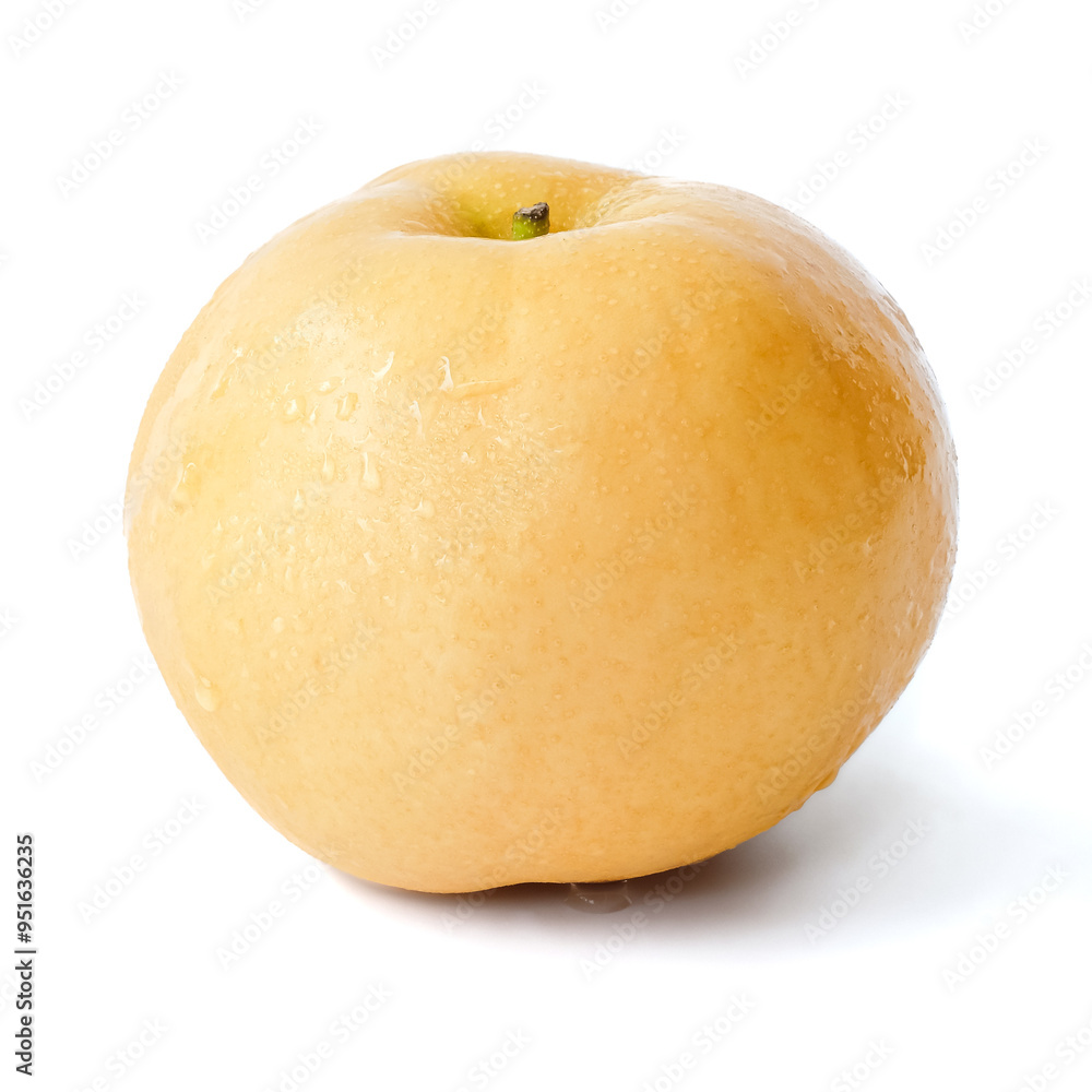 Chinese pear close up on white background.