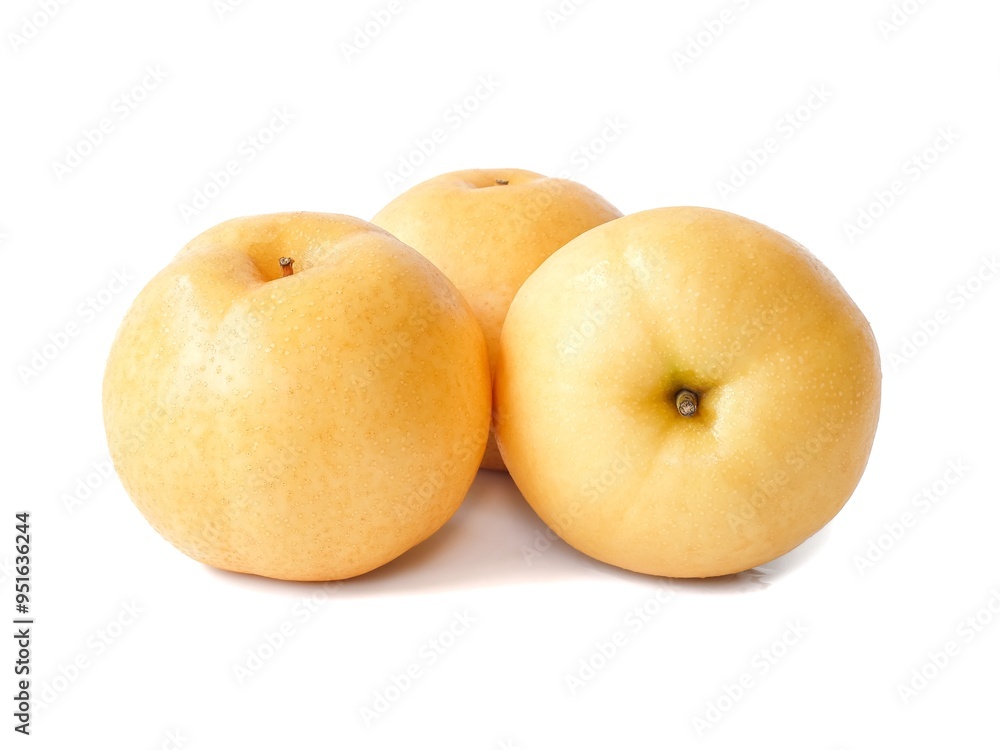 Chinese pear close up on white background.