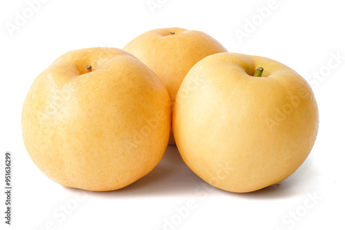 Obraz na płótnie Chinese pear close up on white background. w salonie