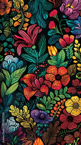 Wallpaper Mural Retro ornate print pattern illustration poster background Torontodigital.ca