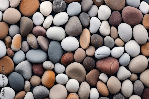 Processed collage of beach shore pebbles surface texture. Background for banner, backdrop