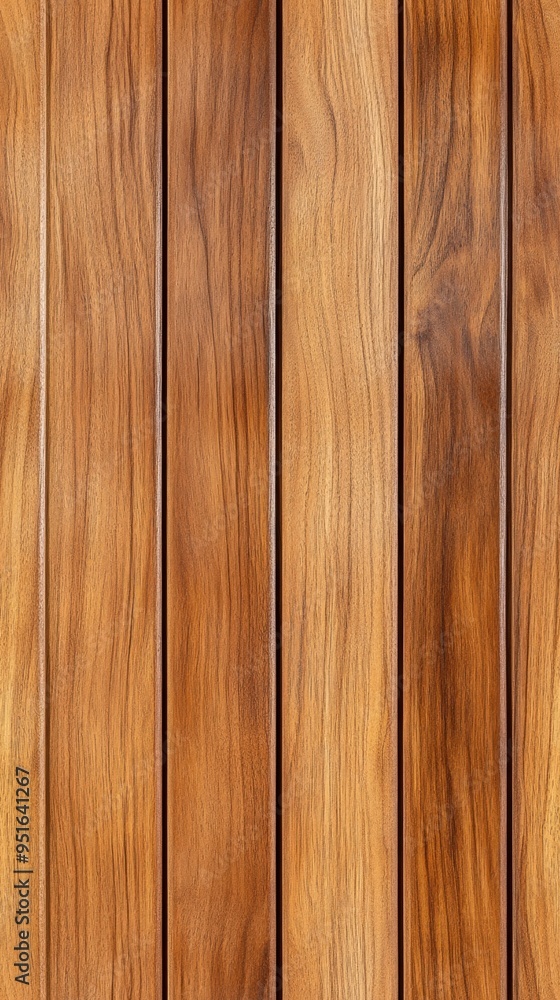 Naklejka premium Fine teak wood with rich, golden tones and smooth grain, perfect for luxury outdoor furniture, luxury wood texture, outdoor elegance