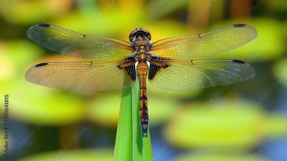 Close-up of a Dragonfly Perched on a Leaf Close-up of a Dragonfly Perched on a Leaf
