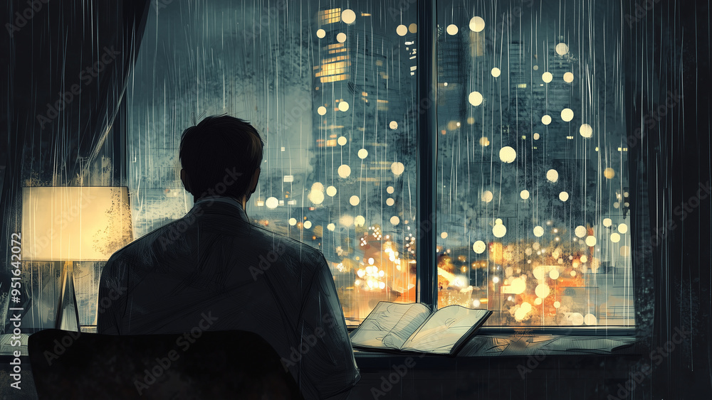 Businessman’s Reflective Evening Businessman’s Reflective Evening