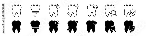 Tooth icon set. Dental icons
