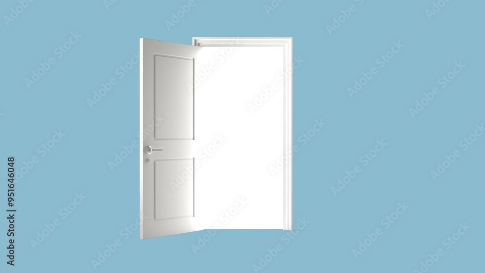 Opened White Door 3D Render Illustration Opened White Door 3D Render Illustration