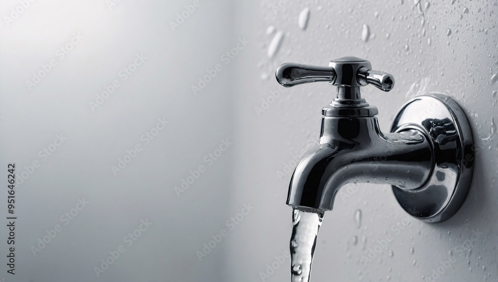 Leaking Faucet with Droplet on White Leaking Faucet with Droplet on White